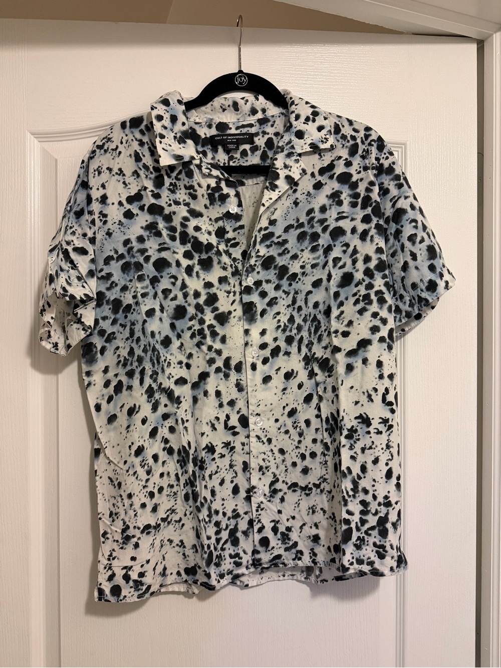 Cult of Individuality Blue & White Splatter Short Sleeve Button-Up